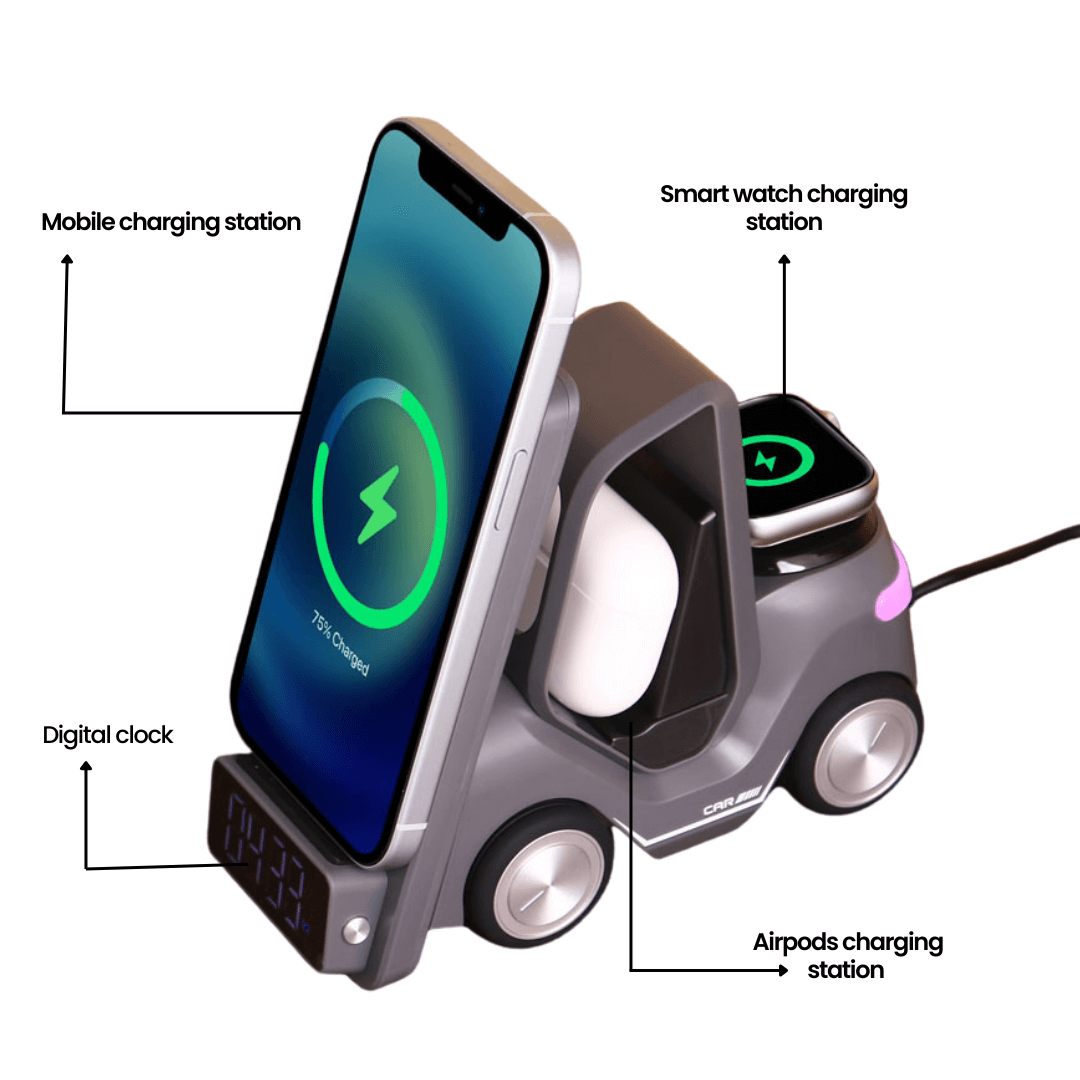 Bigsmall Charge Cruiser - 3 in 1 Wireless Charger with Clock