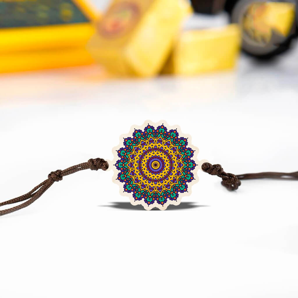 Mandala Wooden Special Rakhi for Brother