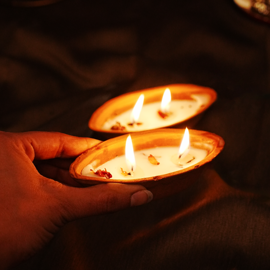 Handcrafted terracotta Boat Shaped Scented Diyas | Set of 2 – Bigsmall.in