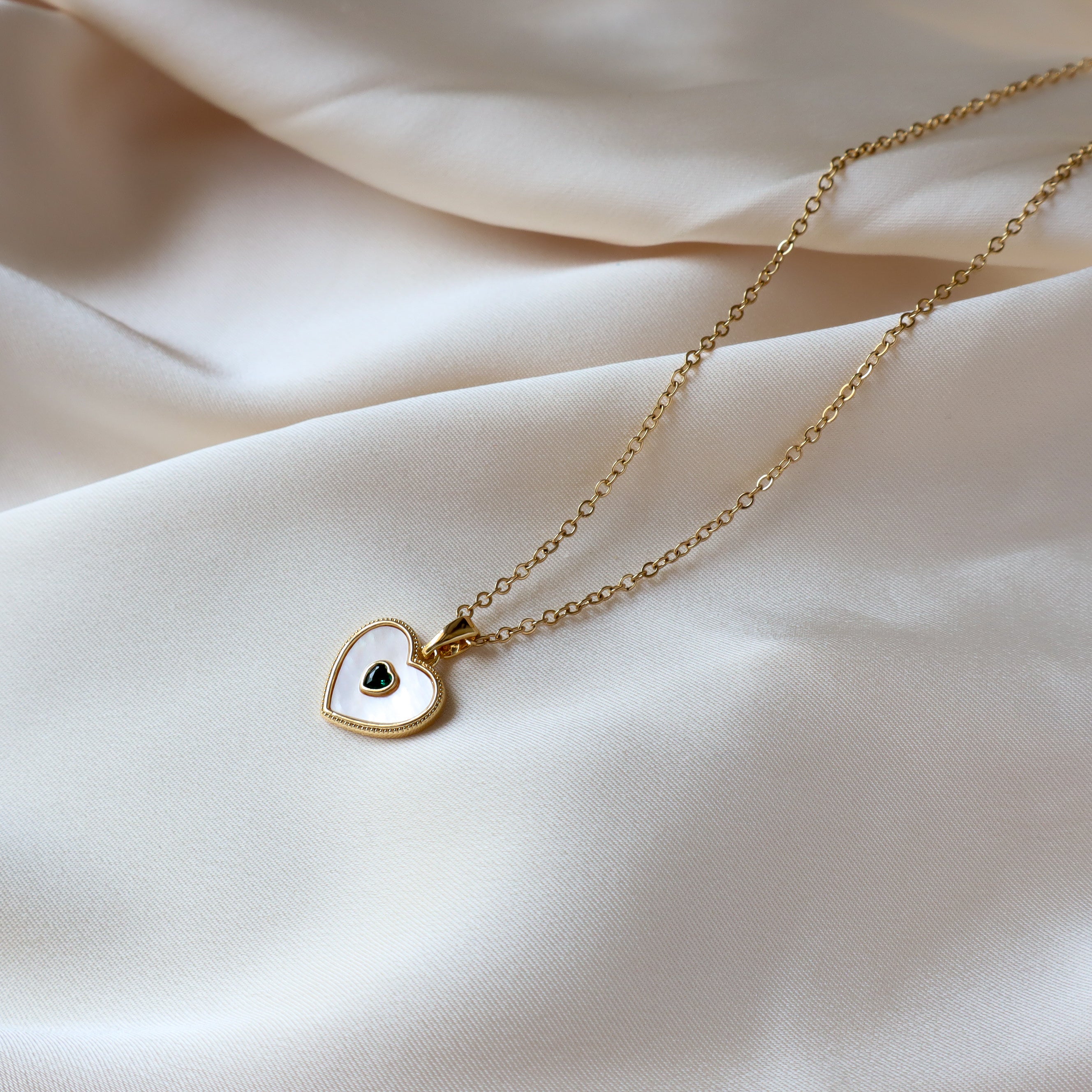 Mother of Pearl Heart 18K Gold Plated Necklace