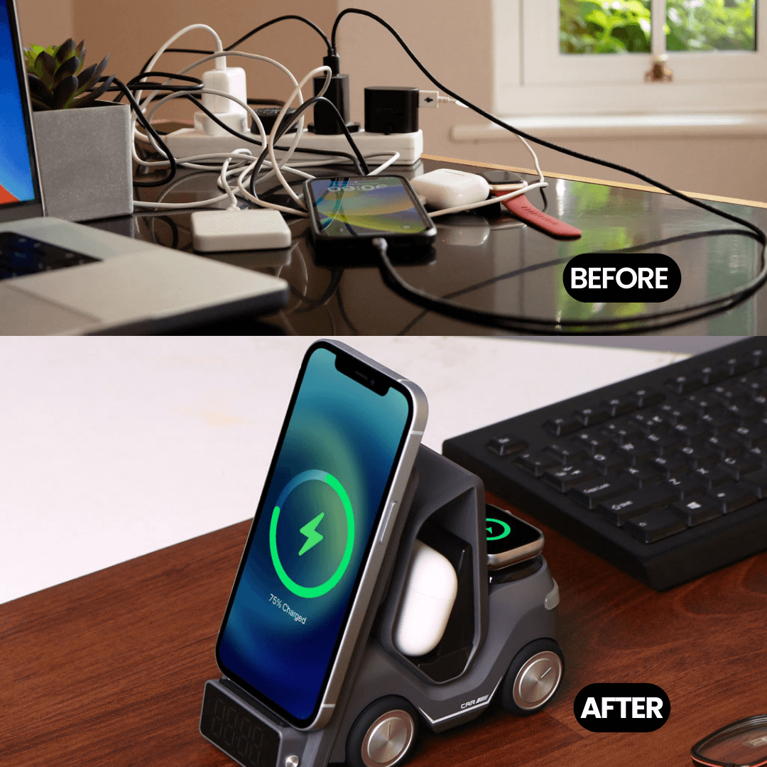 Bigsmall Charge Cruiser - 3 in 1 Wireless Charger with Clock