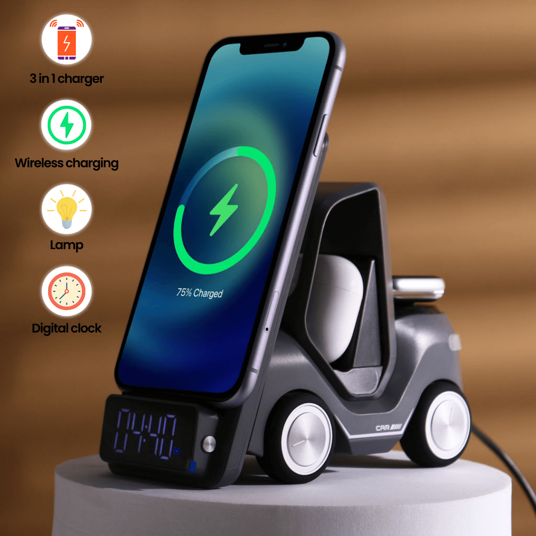 Bigsmall Charge Cruiser - 3 in 1 Wireless Charger with Clock