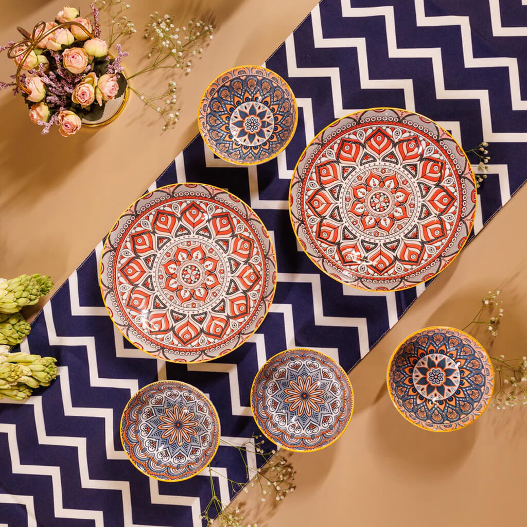 Bohemian Mandala Ceramic Set of 6