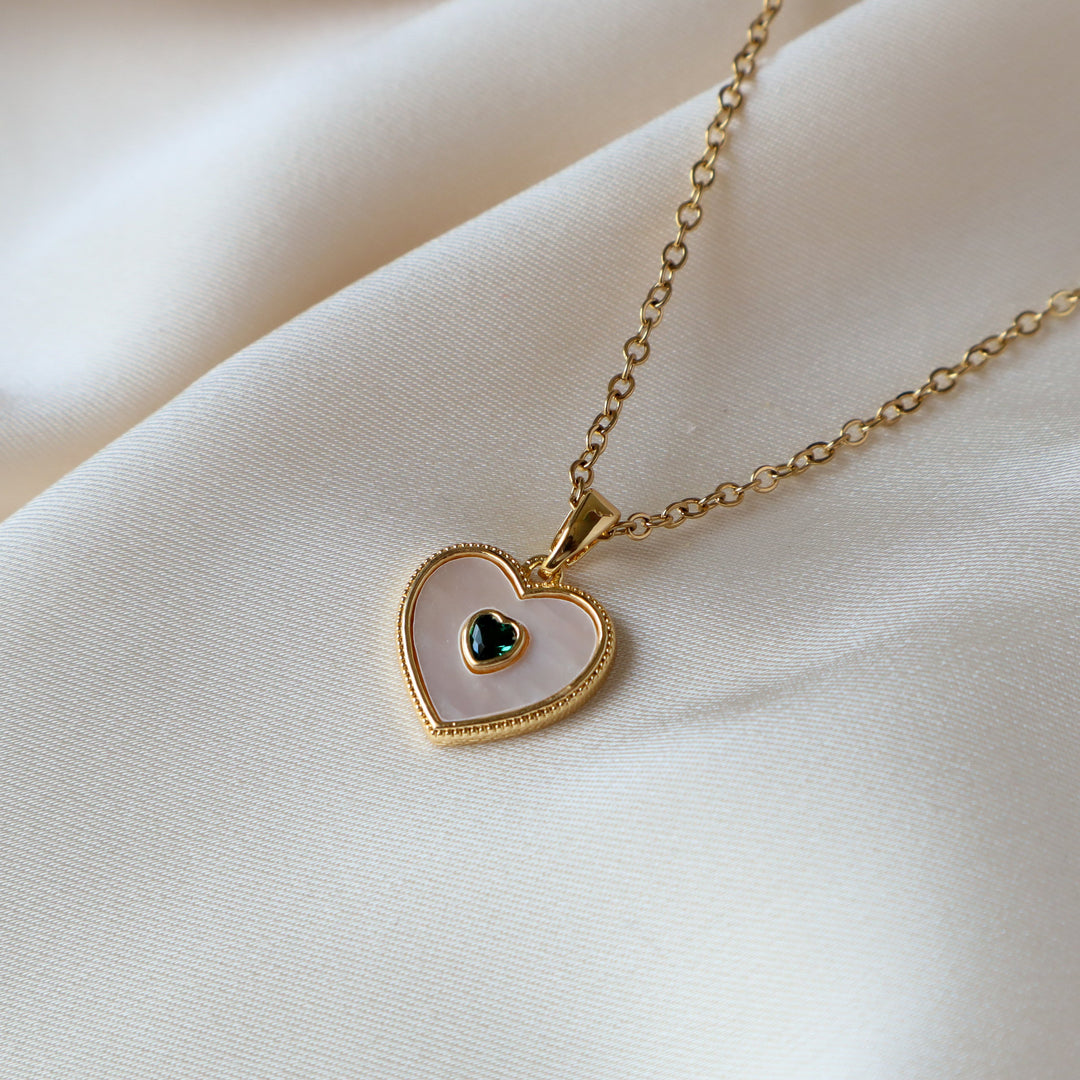 Mother of Pearl Heart 18K Gold Plated Necklace