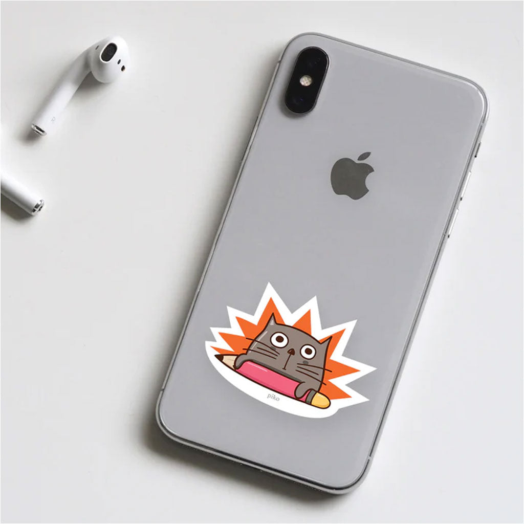 Purrfect Pencil Cat Sticker