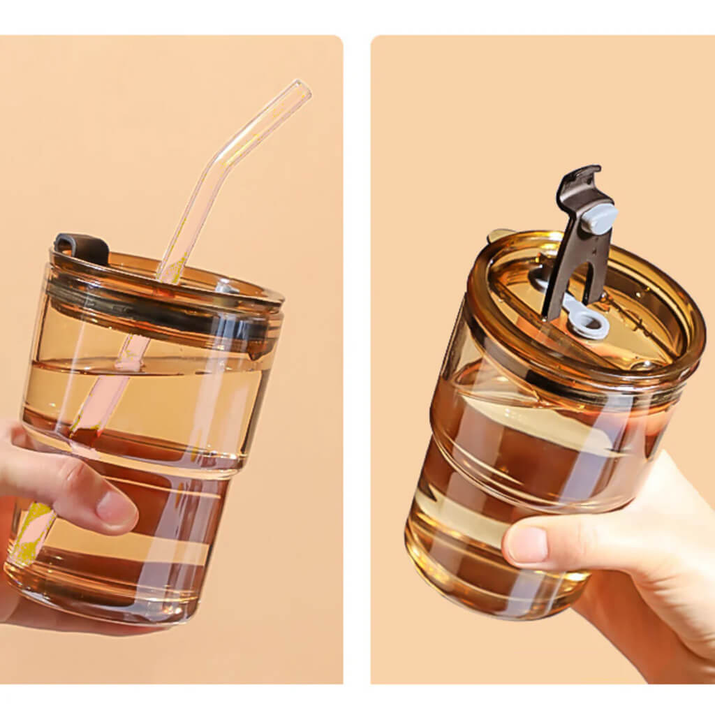 Glass Sipper Tumbler With Lid