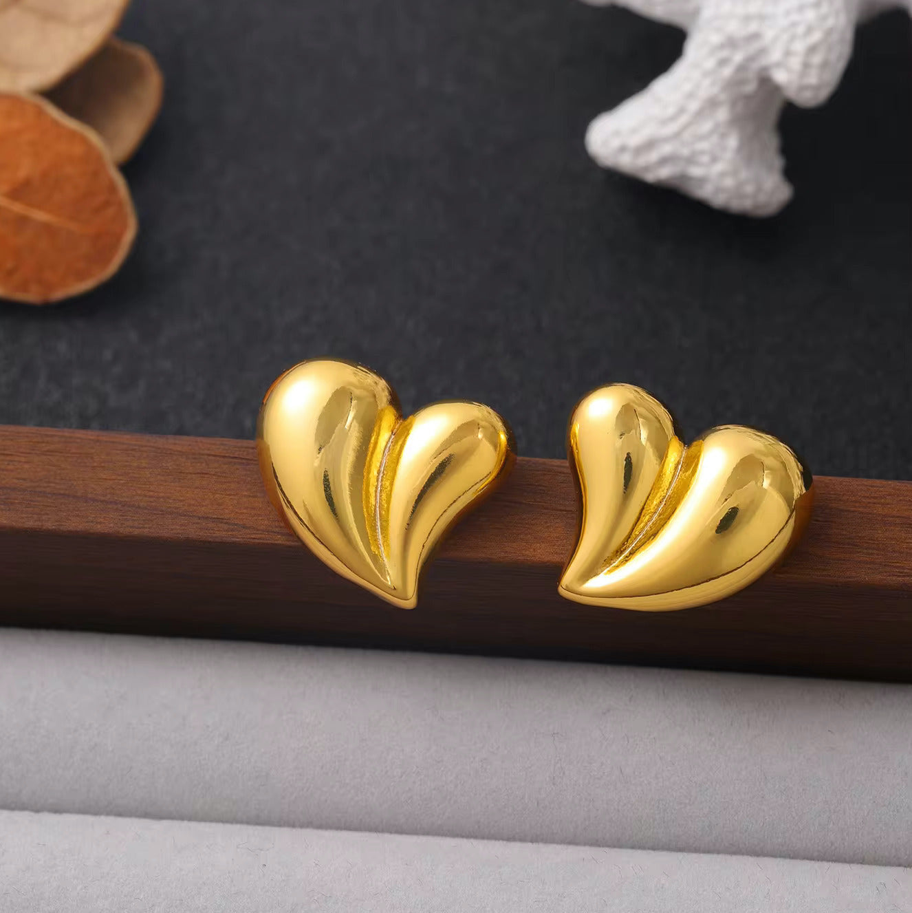 Big Statement Heart 18K Gold Plated Earrings