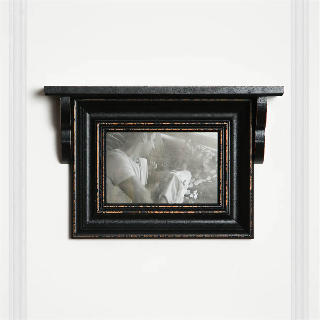 Vintage Wall-Mounted Photo Frame with Shelf