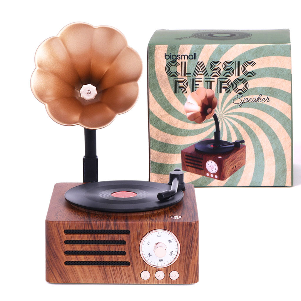 Retro Gramophone Bluetooth Speaker with Rotating Disc