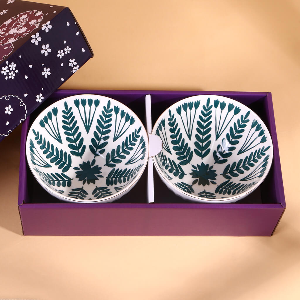 Nordic Floral Design Bowls - Set of 2