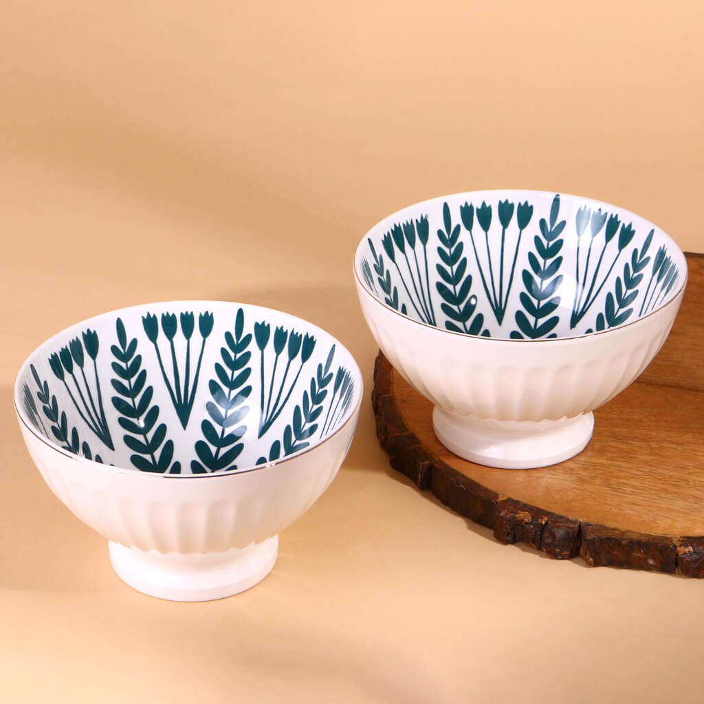 Nordic Floral Design Bowls - Set of 2