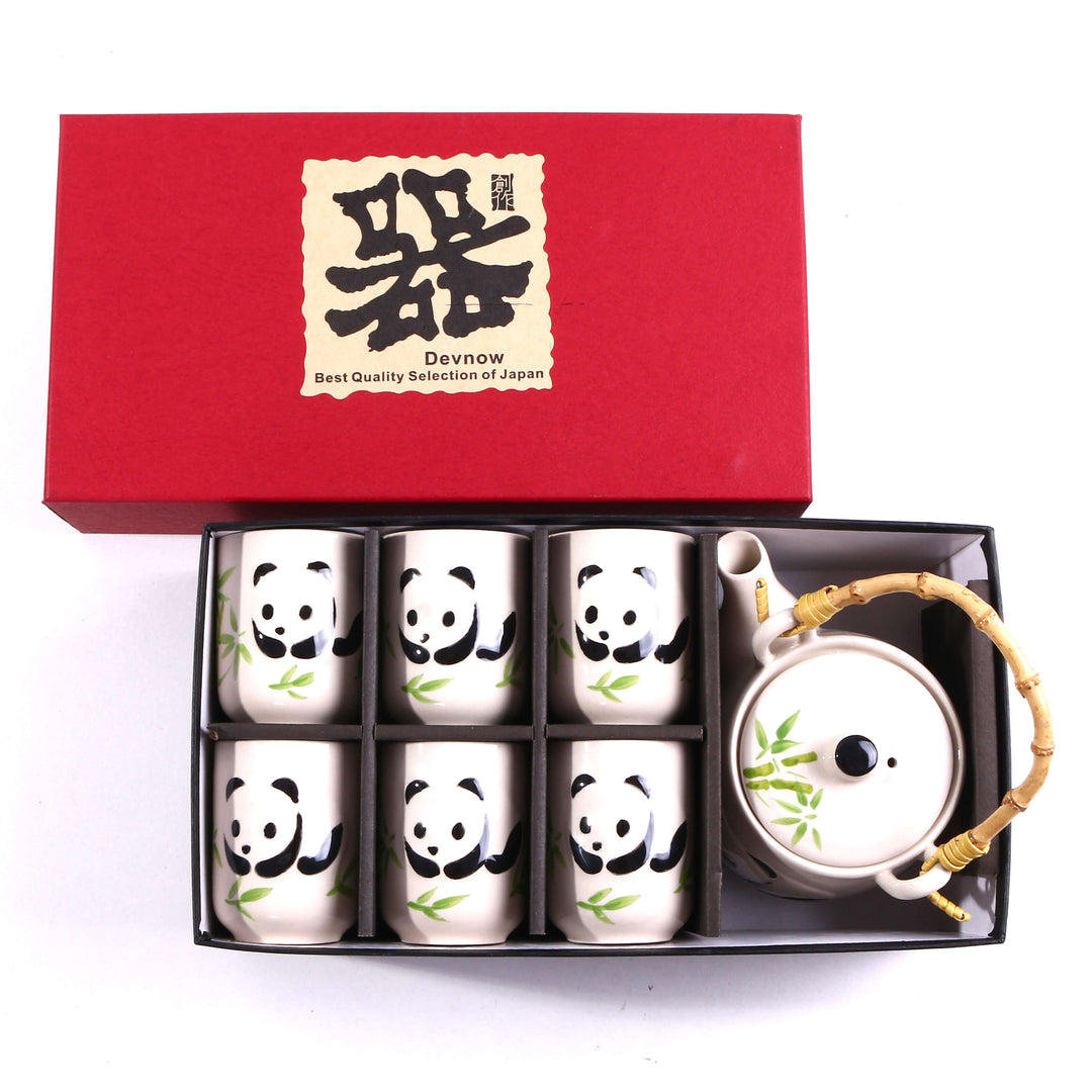 Panda Bamboo Ceramic Teapot Set