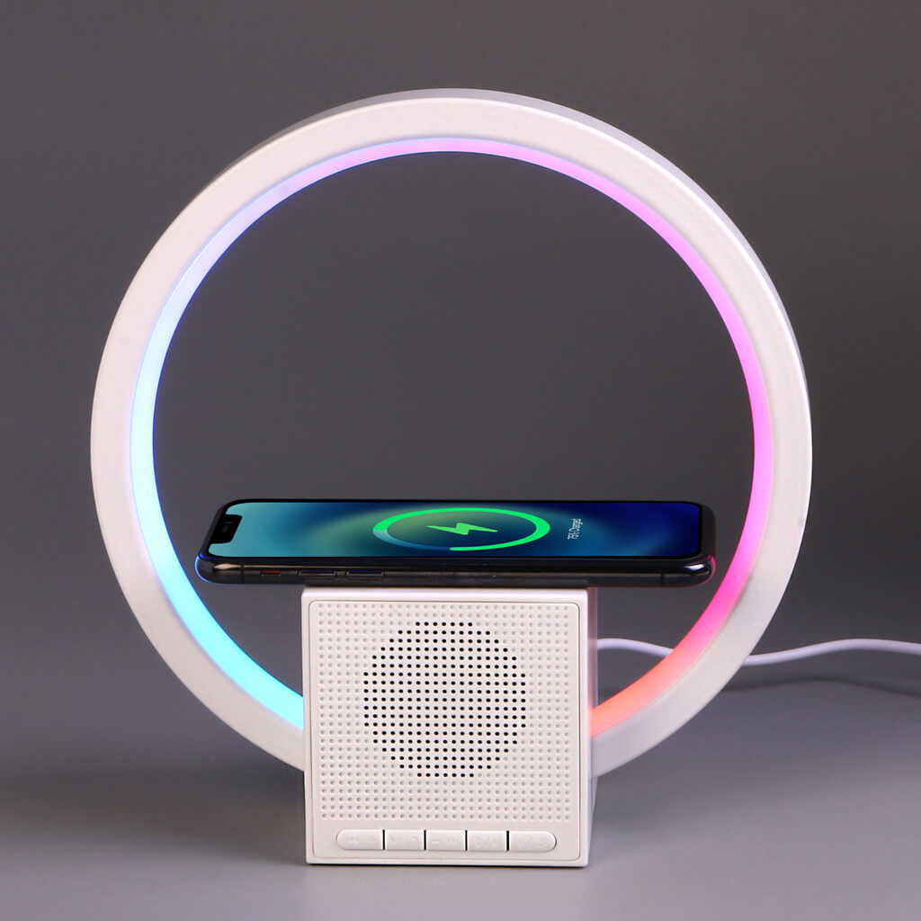 Aura LED Lamp with Wireless Charging & Speaker