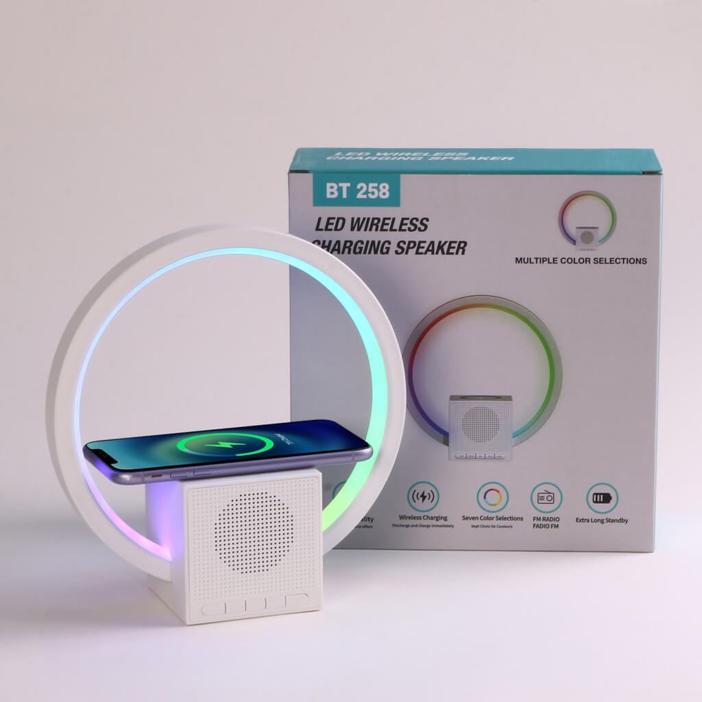 Aura LED Lamp with Wireless Charging & Speaker