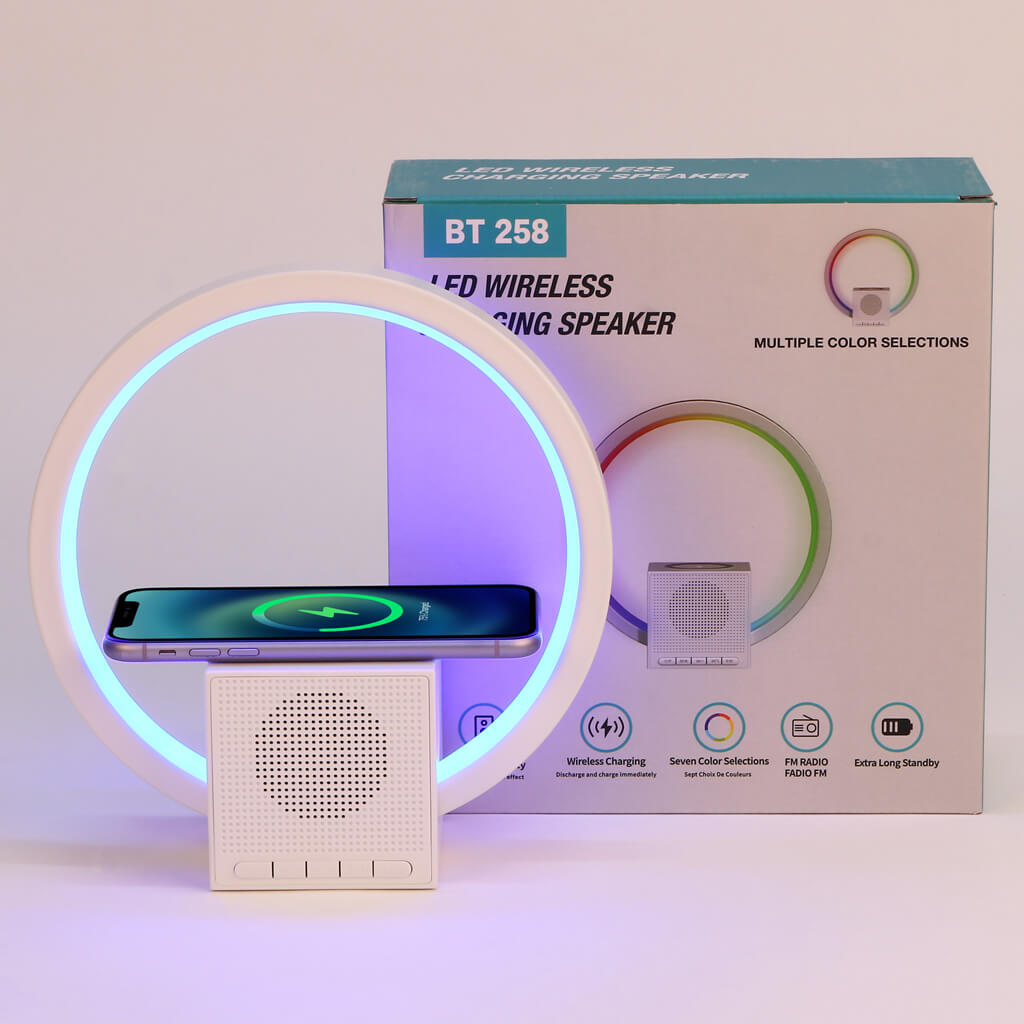 Aura LED Lamp with Wireless Charging & Speaker