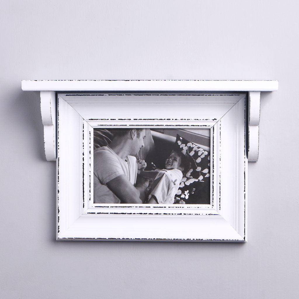 Vintage Wall-Mounted Photo Frame with Shelf