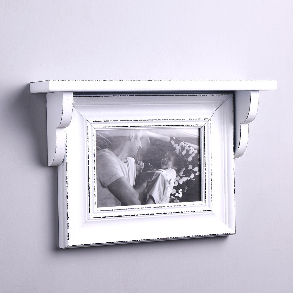 Vintage Wall-Mounted Photo Frame with Shelf