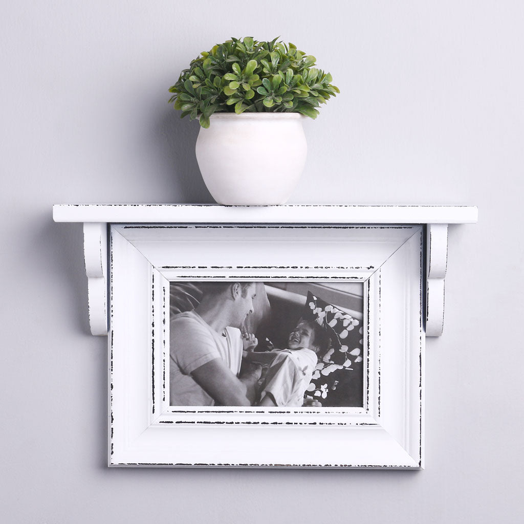 Vintage Wall-Mounted Photo Frame with Shelf