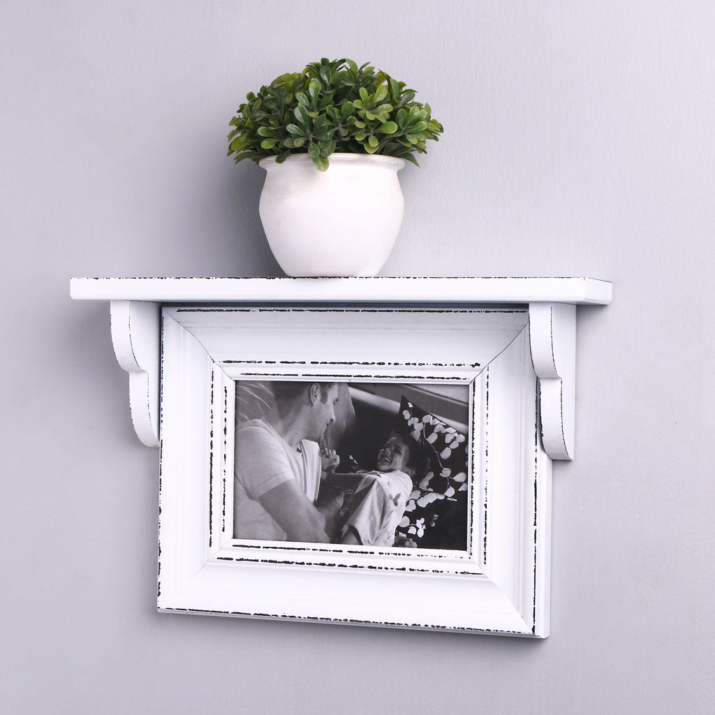 Vintage Wall-Mounted Photo Frame with Shelf