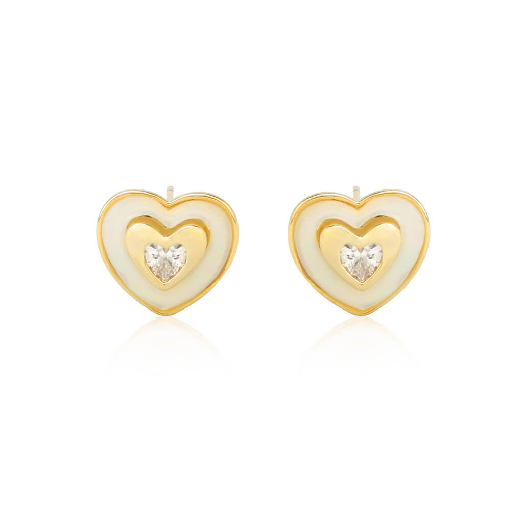 Heart Mother of Pearl 18K Gold Plated Earrings