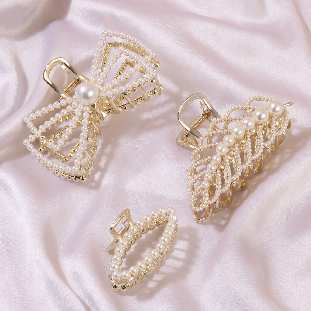 Pearl Hair Clutcher - Set of 3