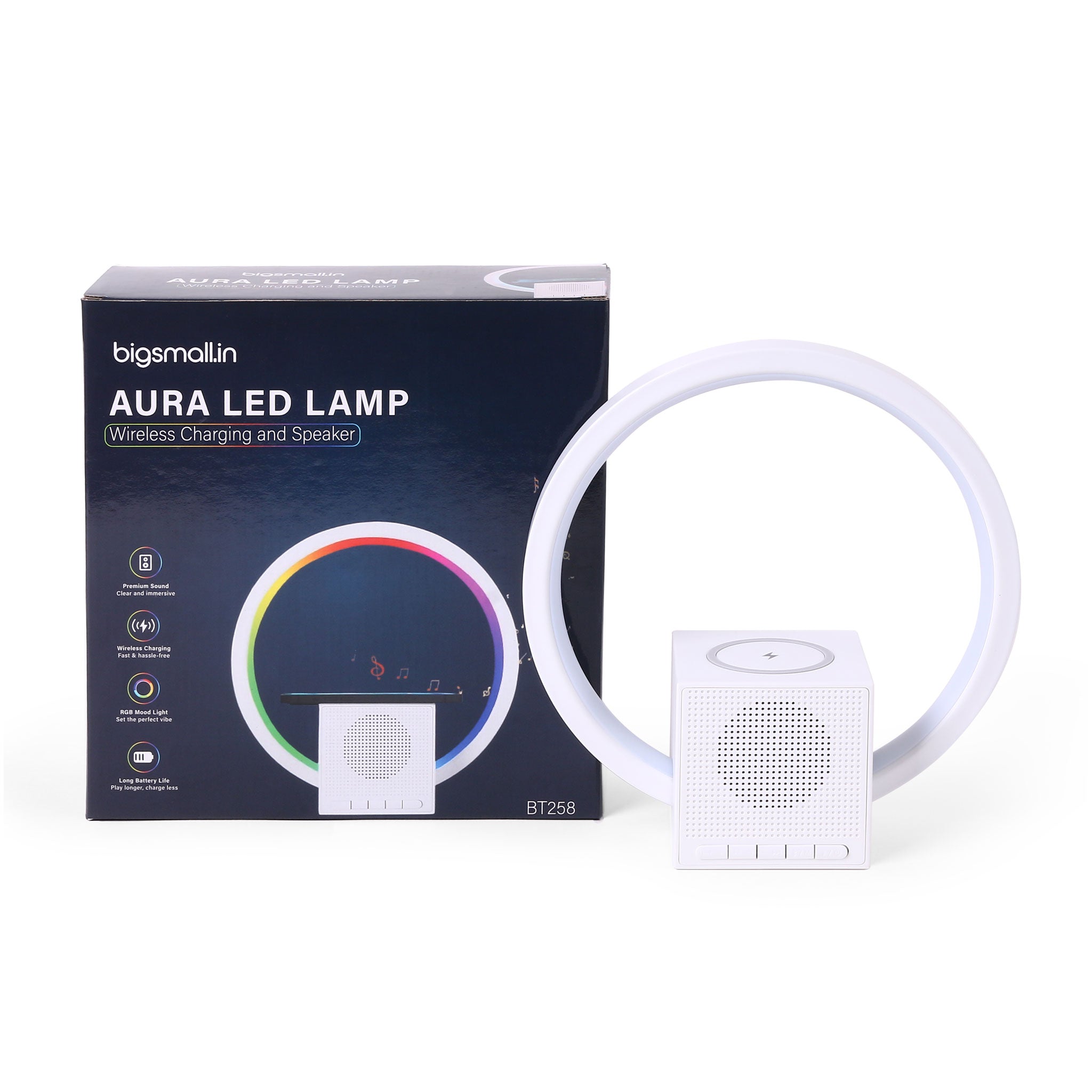 Aura LED Lamp with Wireless Charging & Speaker