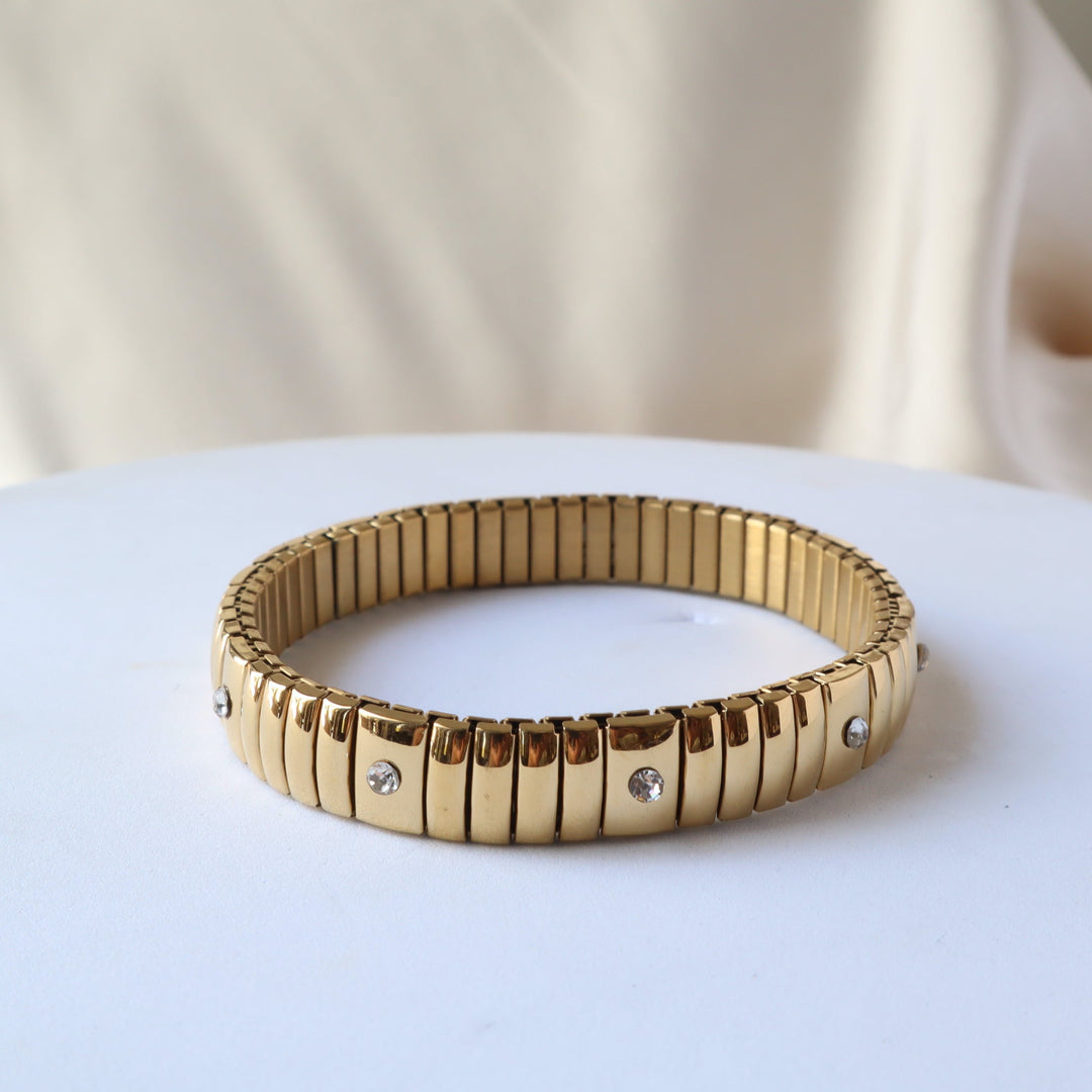 Coil Studded 18K Gold Plated Bangle