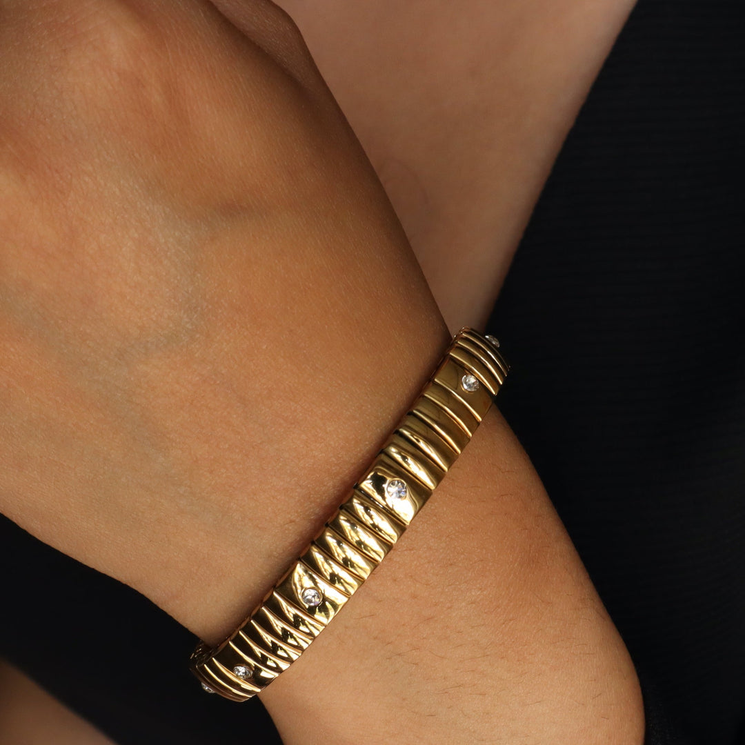 Coil Studded 18K Gold Plated Bangle