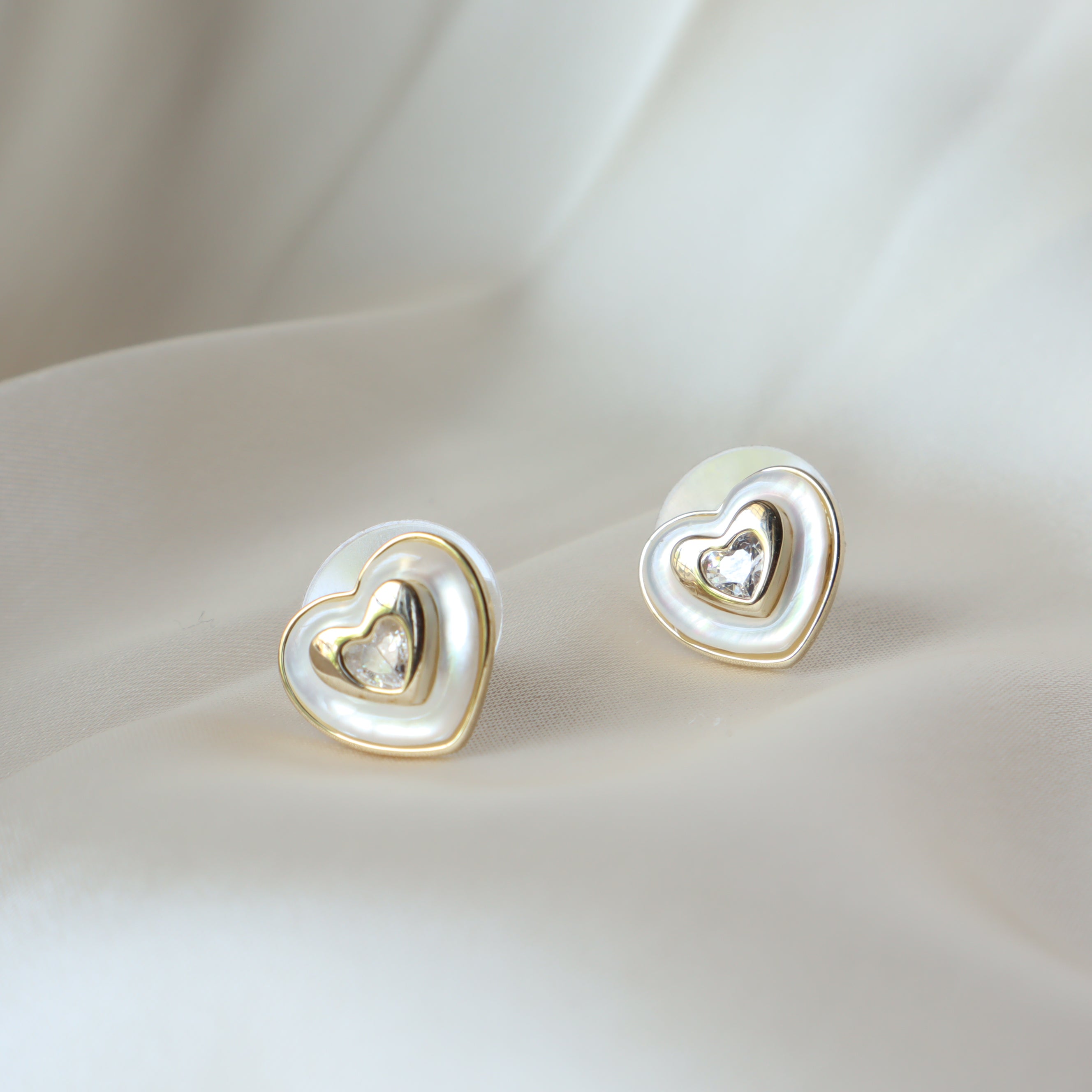 Heart Mother of Pearl 18K Gold Plated Earrings