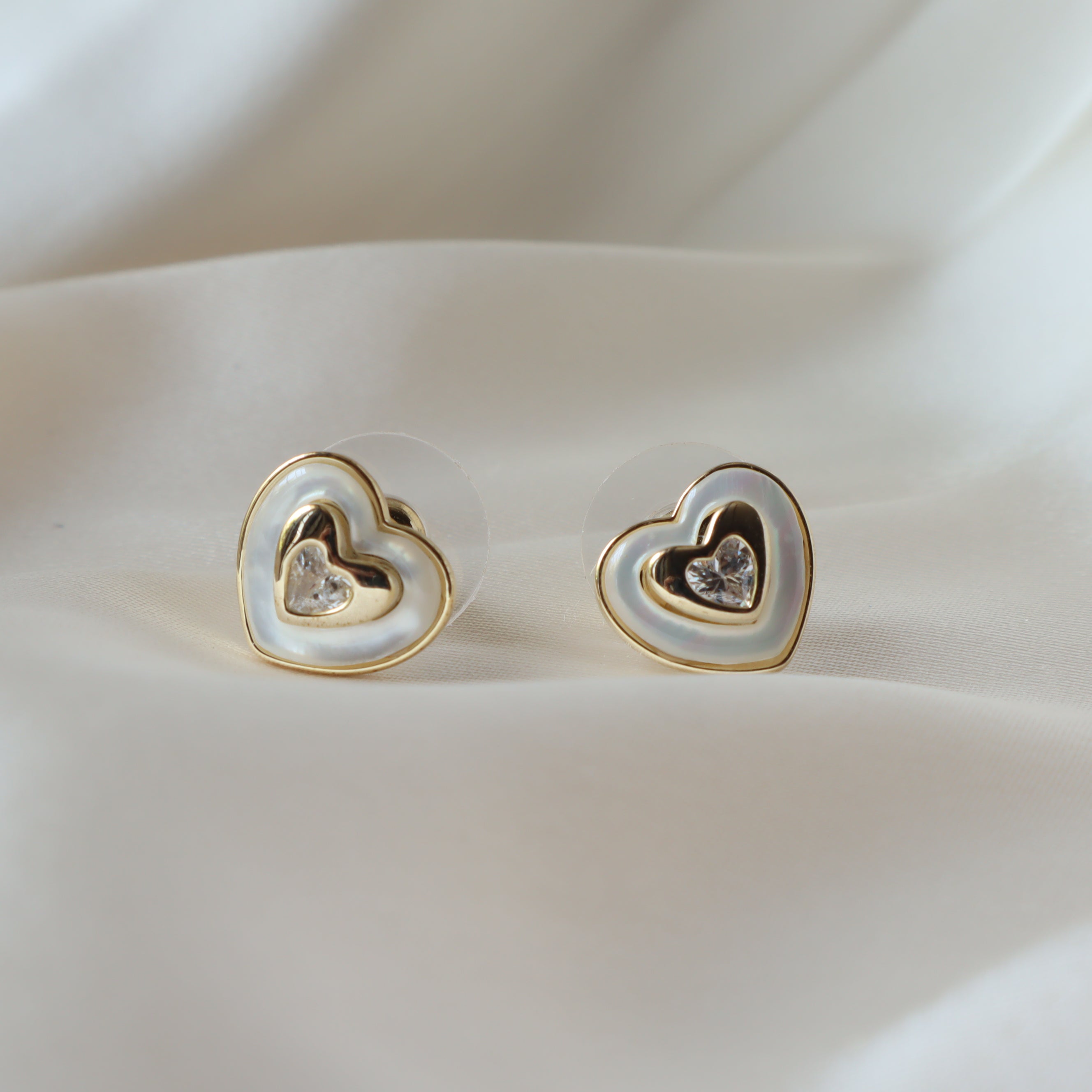 Heart Mother of Pearl 18K Gold Plated Earrings