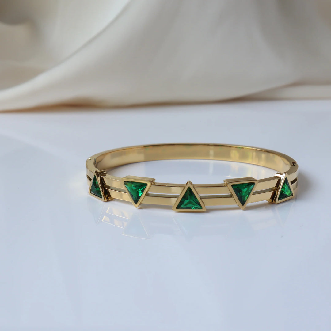 Triangle Studded 18K Gold Plated Bangle