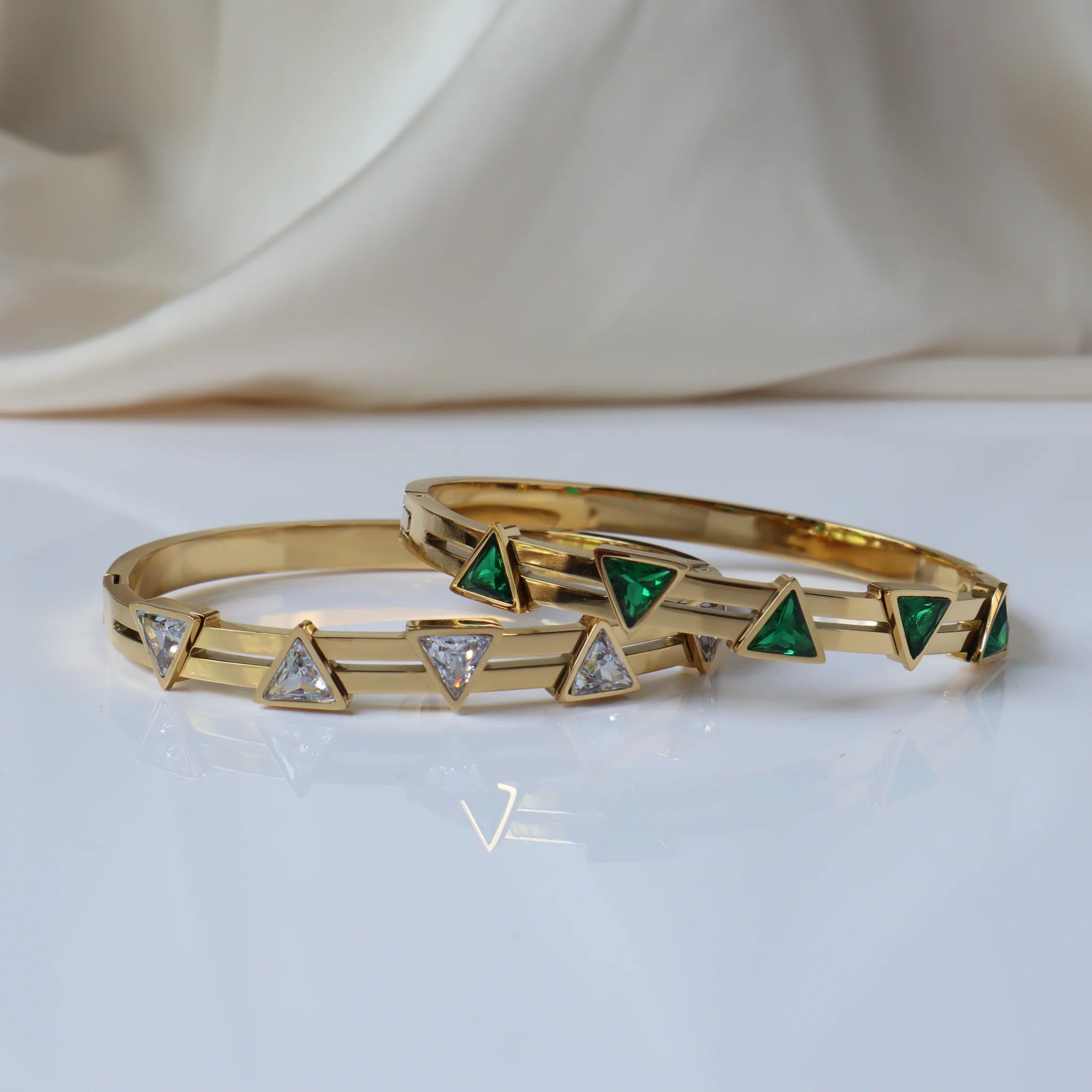 Triangle Studded 18K Gold Plated Bangle