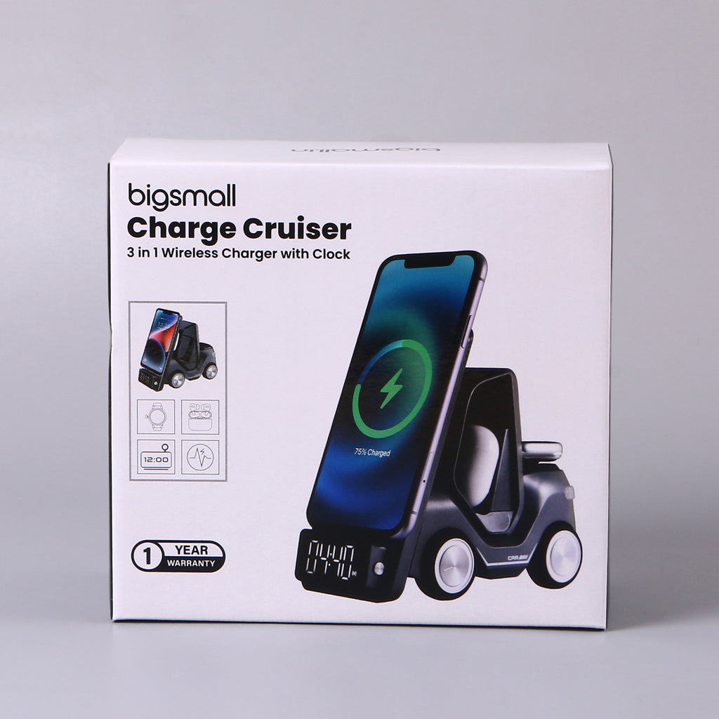 Bigsmall Charge Cruiser - 3 in 1 Wireless Charger with Clock