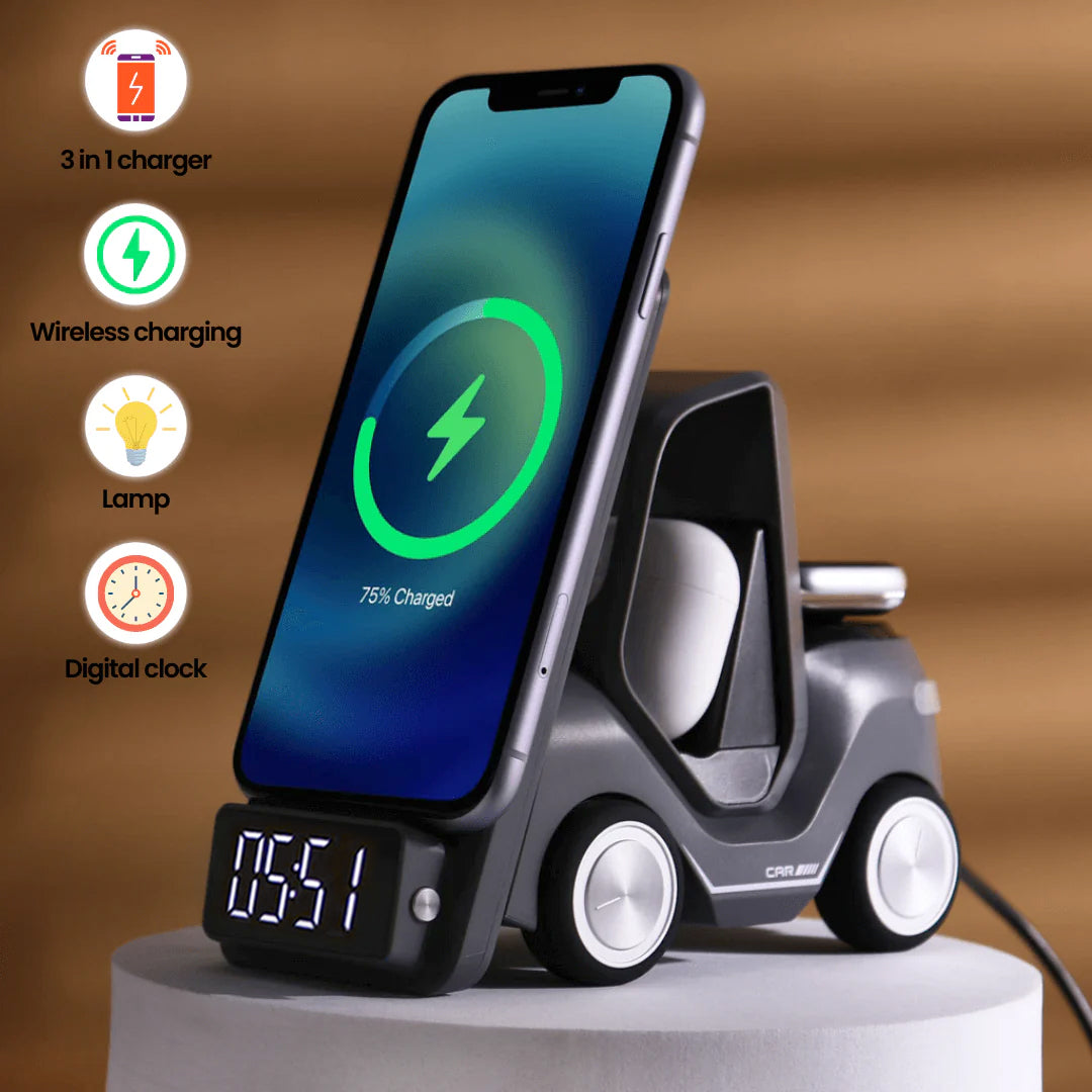 Bigsmall Charge Cruiser - 3 in 1 Wireless Charger with Clock