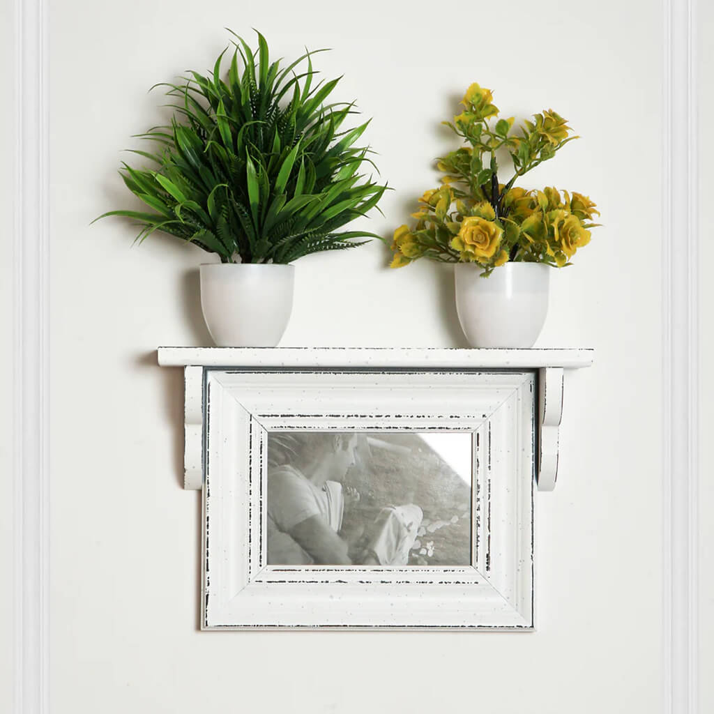 Vintage Wall-Mounted Photo Frame with Shelf