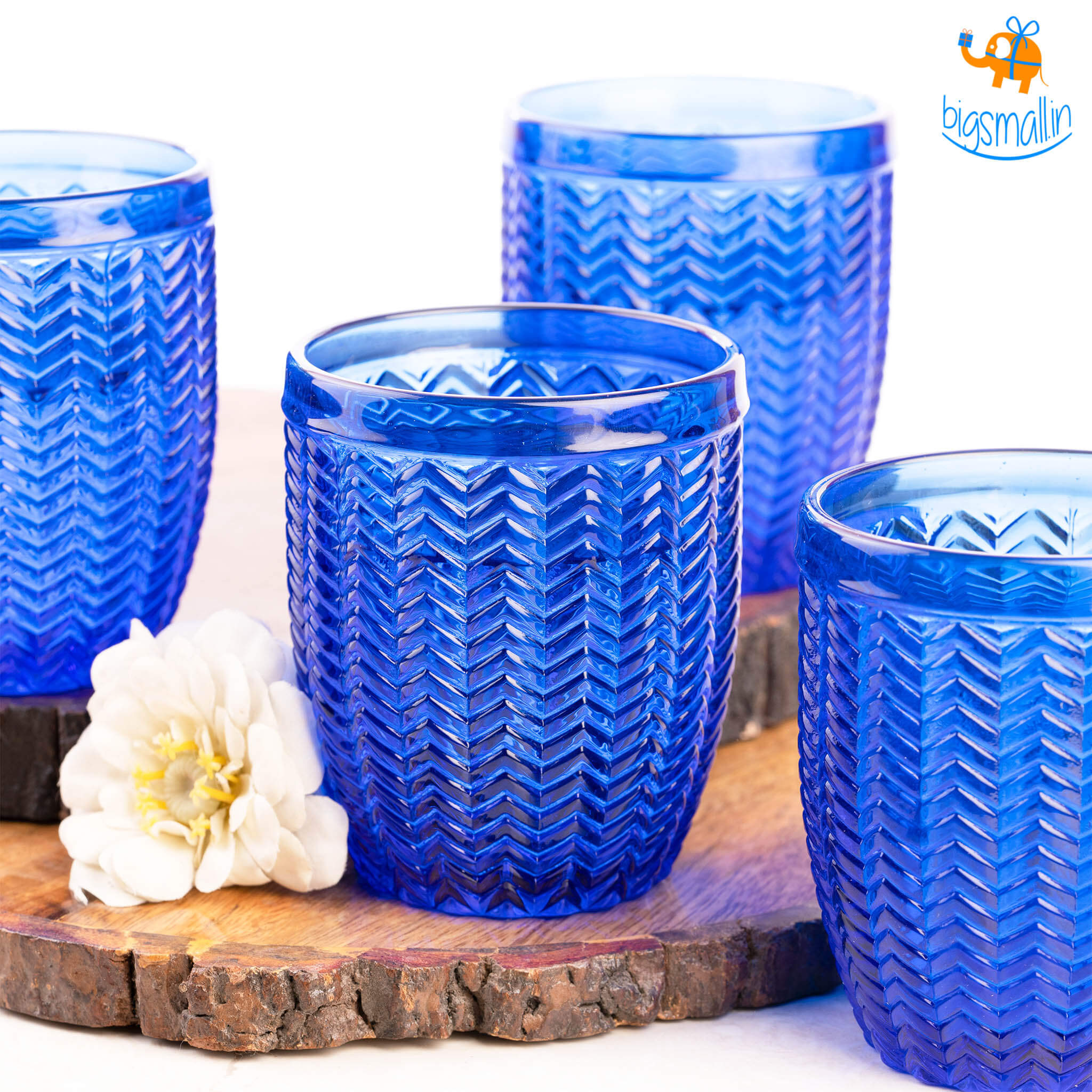 Azure Textured Glasses - Set of 6