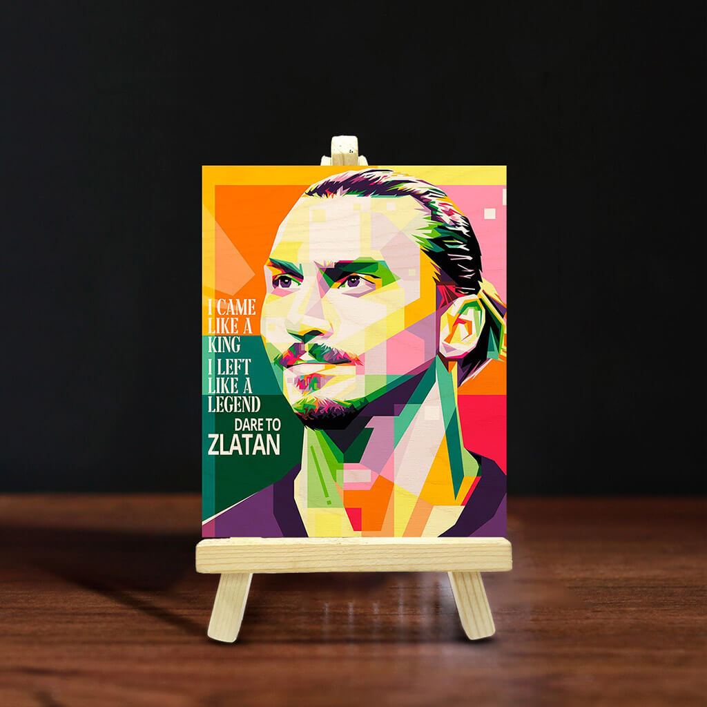 Zlatan Ibrahimović Wooden Print With Easel Stand