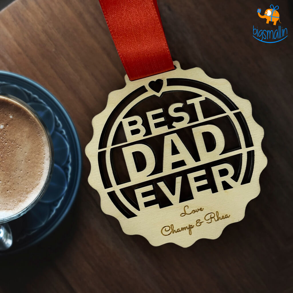 Personalized Best Dad Wooden Medal | COD Not Available