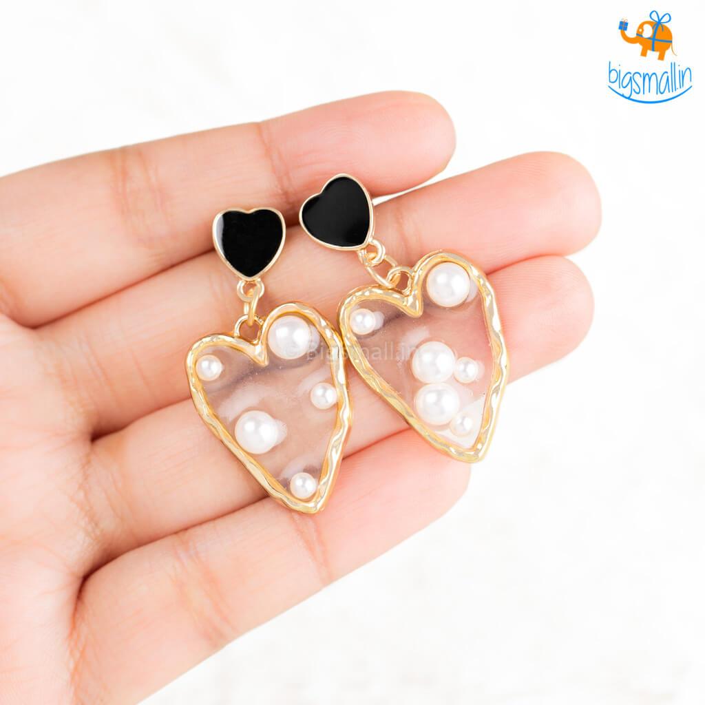 Vintage Heart Shaped Mabe Pearl and 14K Gold Earrings