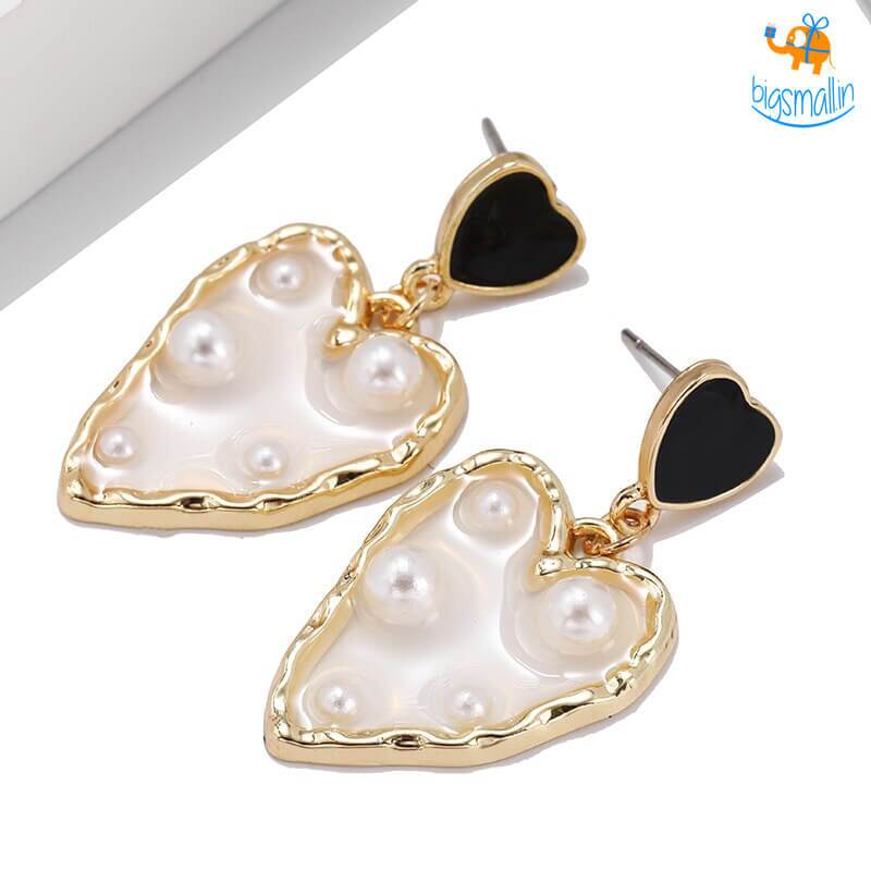 Amazon.com: Double Layer Heart Shaped Pearl Earrings for Women Elegant Stud  Earrings Wedding Earrings (Grey, One Size) : Tools & Home Improvement