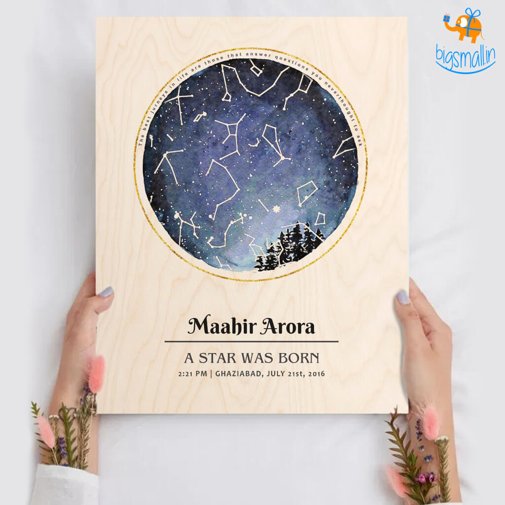 Born Under These Stars - Personalized Wooden Frame